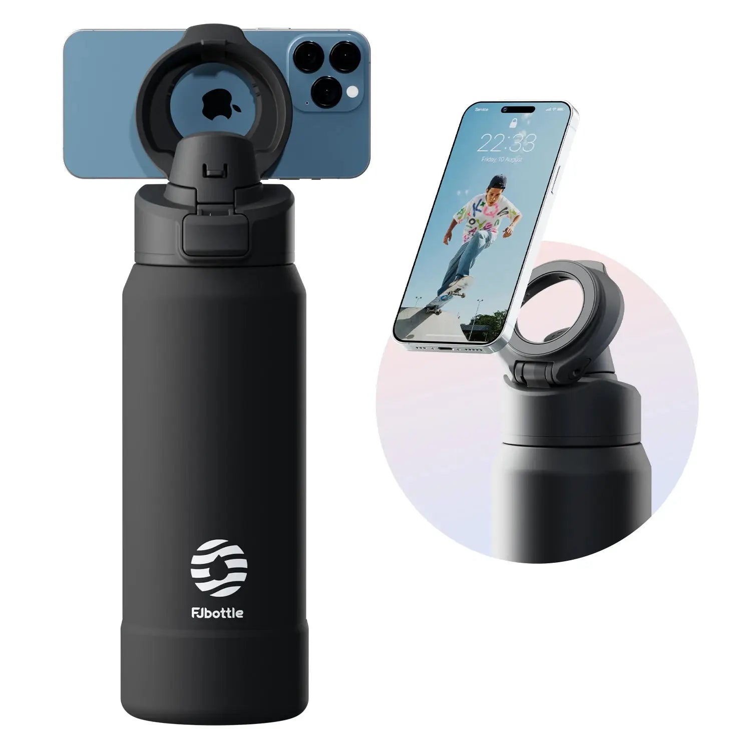 Fjbottle Magnetic Thermos Stainless Steel Bottle With Phone Holder