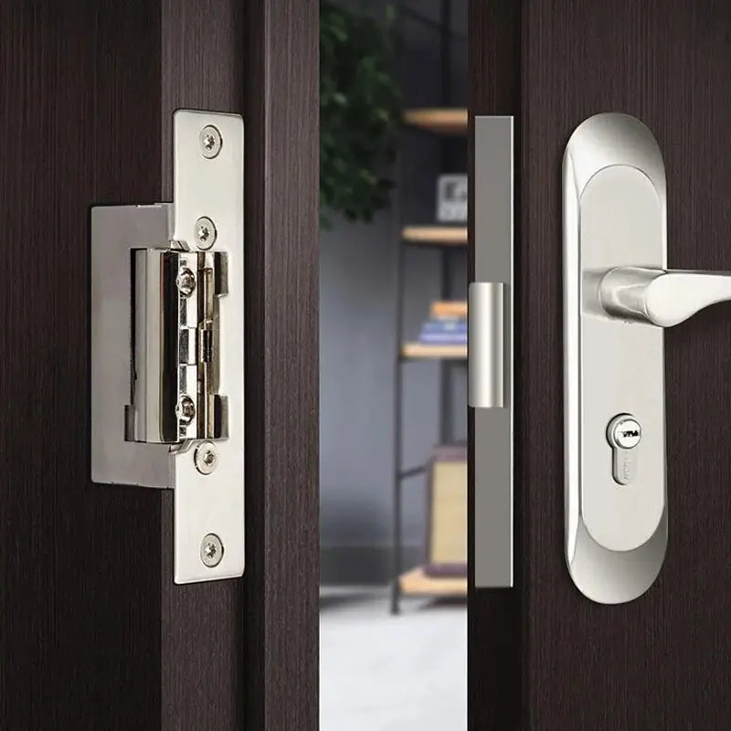 Electric strike door lock set, 2-piece stainless steel, 12V DC fail-secure; Simples Market