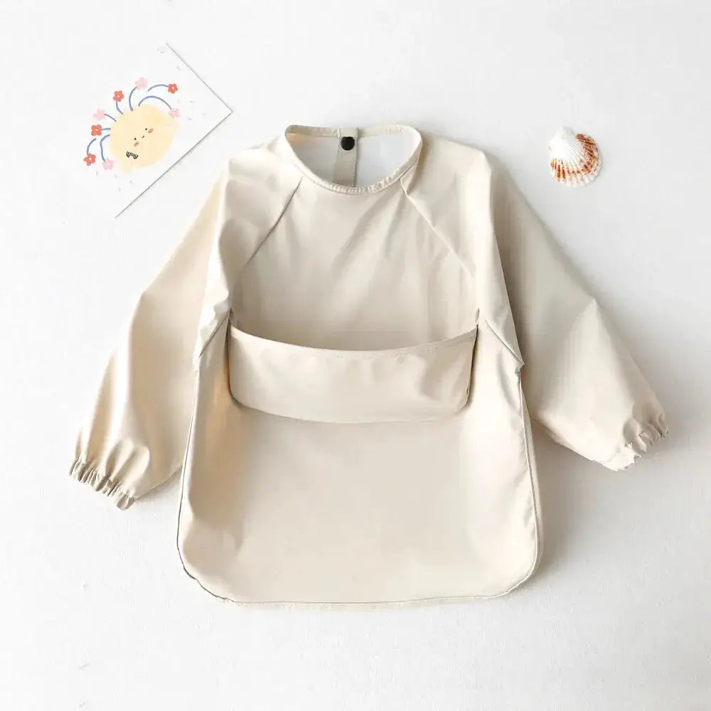 1 Piece Solid Color Baby Painting Smock Long Sleeve Waterproof Art Smock And Feeding Bib Apron For Kids Accessories