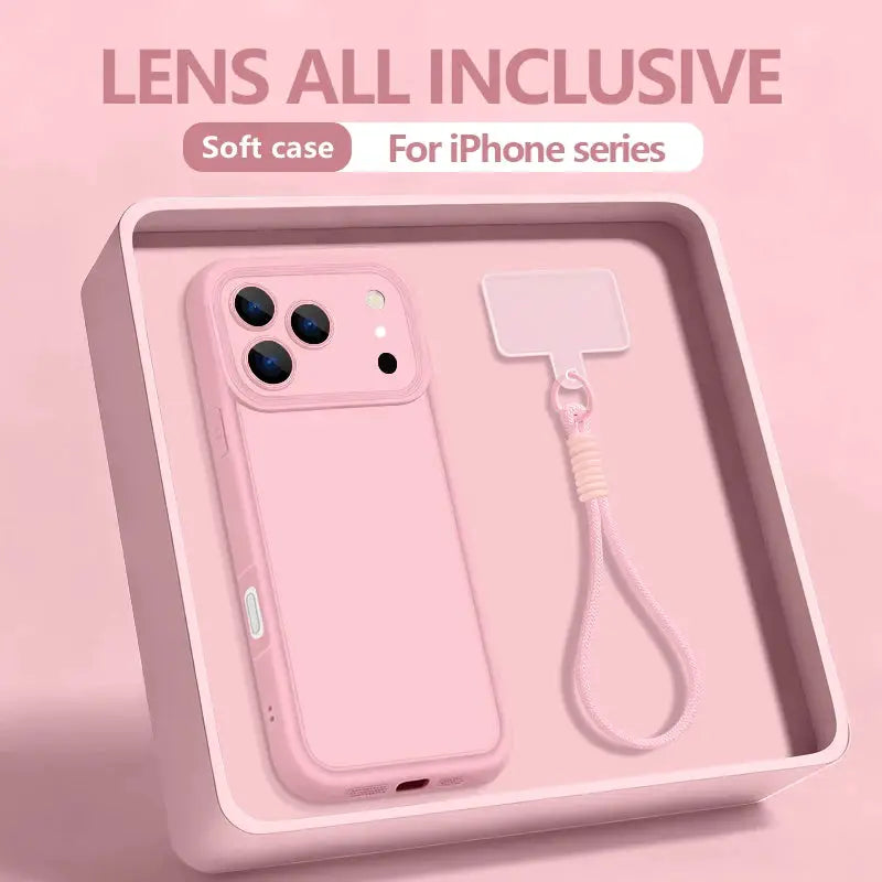Simples Market pink TPU wrist-strap phone case for iPhone series with shockproof soft silicone cover