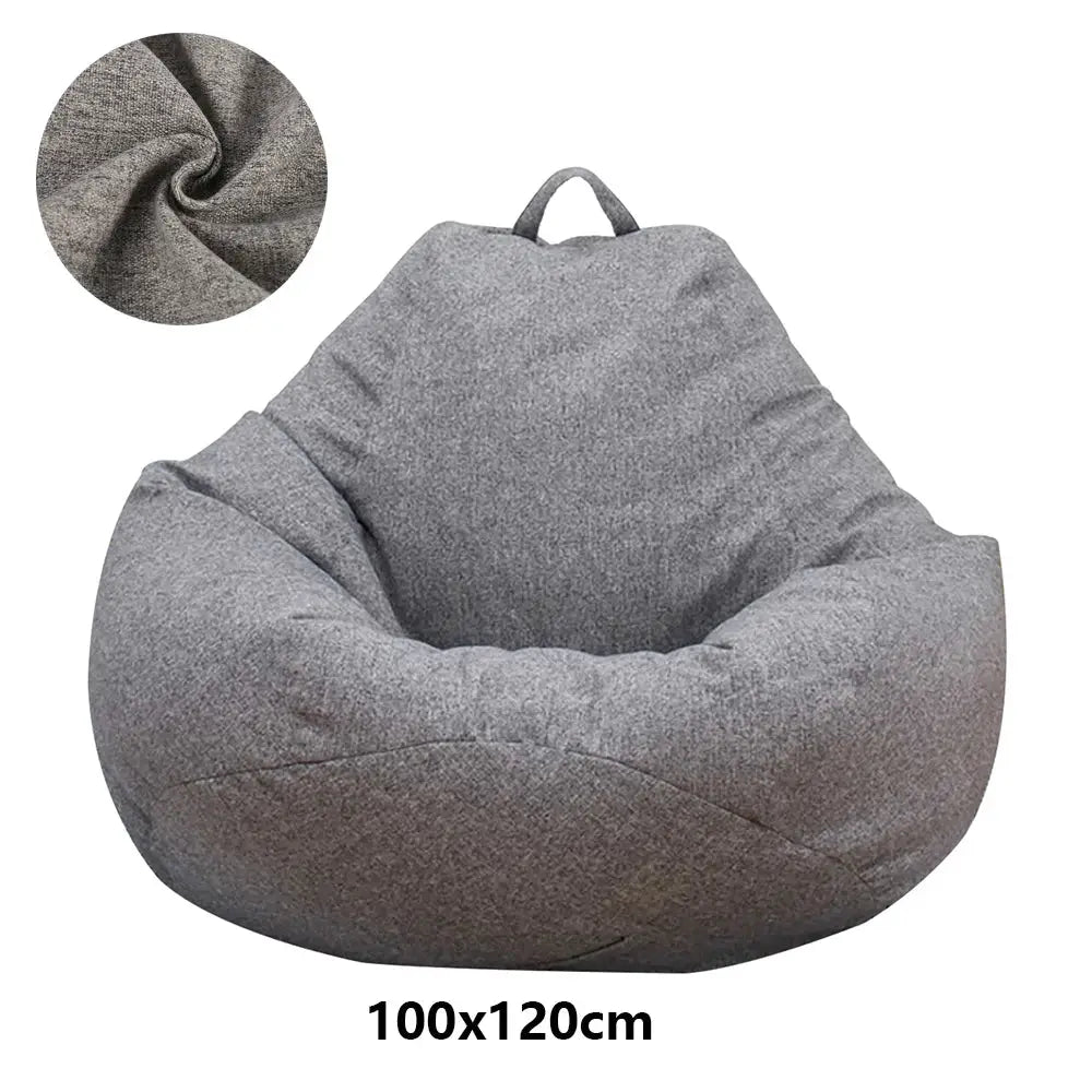 Bean bag cover 100x120 cm, gray fabric by Simples Market; large lazy sofa cover without filler, soft and comfy