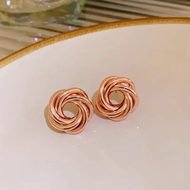 Geometric Multilayer Round Circles Hoop Earrings For Women Twisted Metal Gold Jewelry Gift