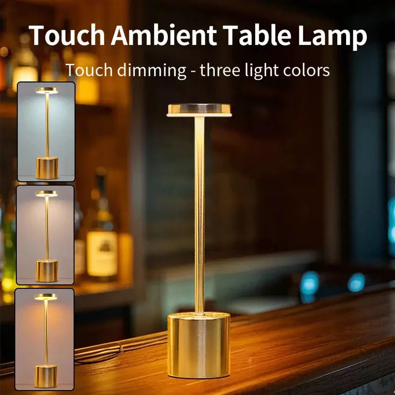 Classic USB Rechargeable Table Lamp Night Light Stepless Dimming Touch Desk Lamp With 3 Color Temperatures Bedside Decor