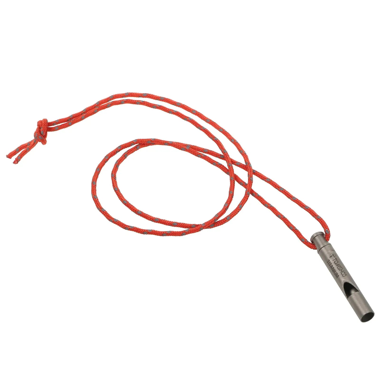 TOMSHOO titanium emergency whistle with orange braided cord for outdoor survival