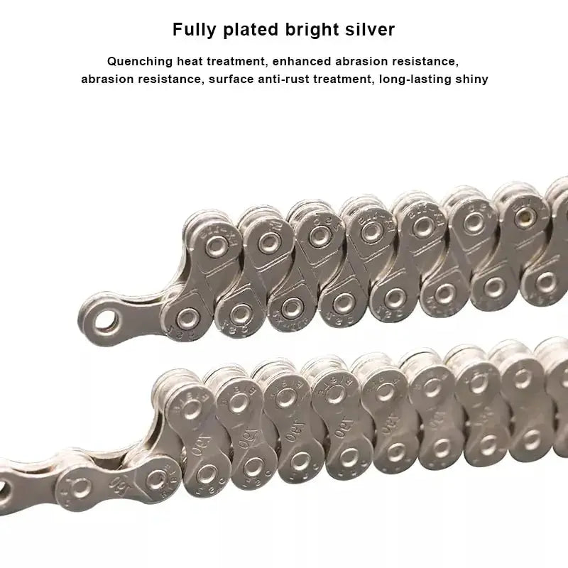 RIDERACE Ultralight Bicycle Chain 116 Links 8 to 12 Speed Silver for Mountain and Road Bikes 24 27 30 Speed Drivetrains