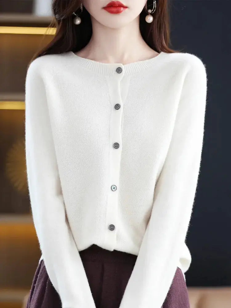 Everluxe Merino Wool Cardigan For Women With One Hundred Percent Australian Merino Softness For Autumn And Winter