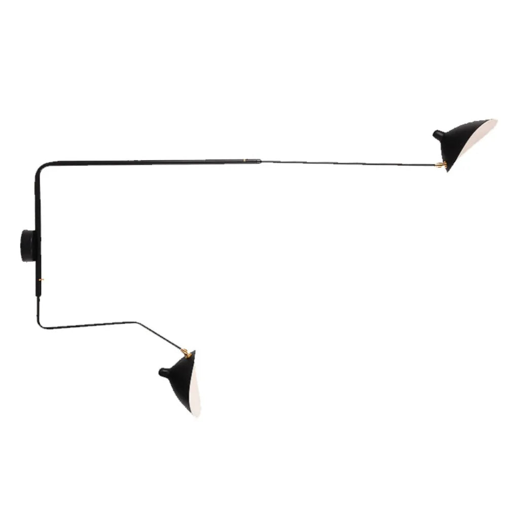 Mouille ceiling lamp by Simples Market with two black cone shades and adjustable arms