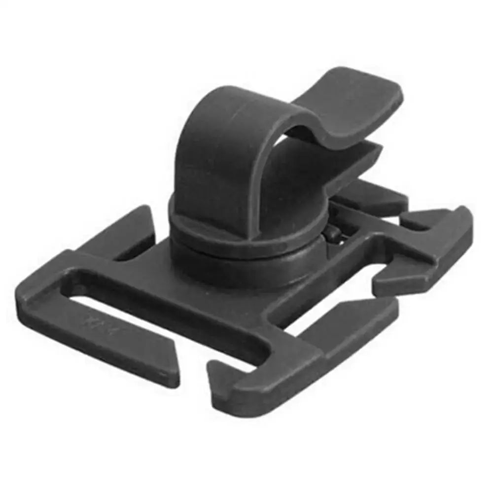 Drinking tube clip, rotatable MOLLE hydration hose clip; black plastic