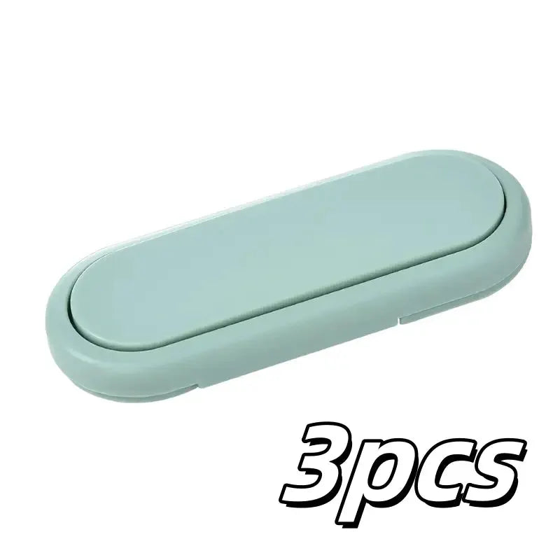 3-piece invisible magnetic cabinet lock set in mint green for childproofing cabinets