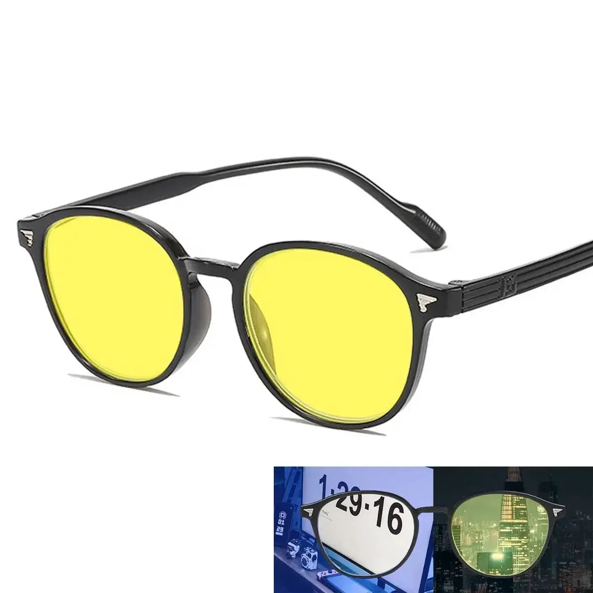BlueGuard Ultralight Round Frame Yellow Lens Glasses For Night Driving Blue Light Blocking For Men And Women