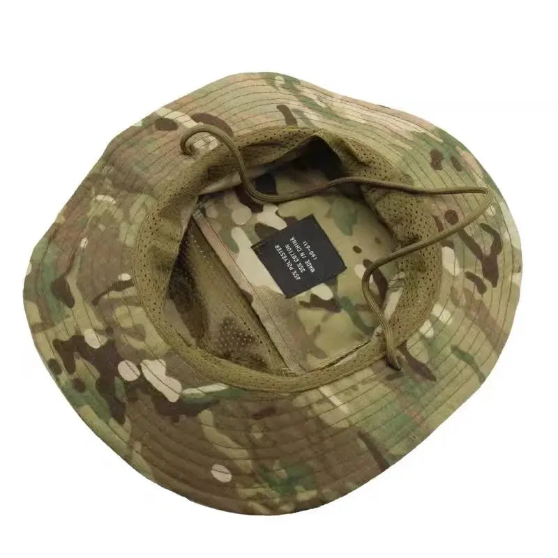 2025 Camo Tactical Enthusiasts Square Pocket Bonnie Cap Outdoor Bucket Hat Multicam For Fishing Hiking Sun Protection
