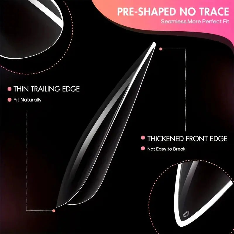 NovaNail Transparent 120 Piece Acrylic Press On Nails Set Mixed Coffin Almond Oval Square Shapes For Full Coverage