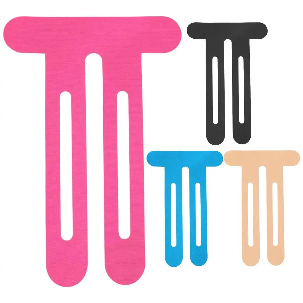 5-piece kinesiology tape set Simples Market; breathable precut knee/shoulder patches in pink, blue, beige, black