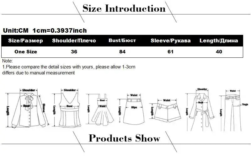 Women's long-sleeve blouse/cardigan size chart with shoulder, bust, sleeve and length diagrams by Simples Market