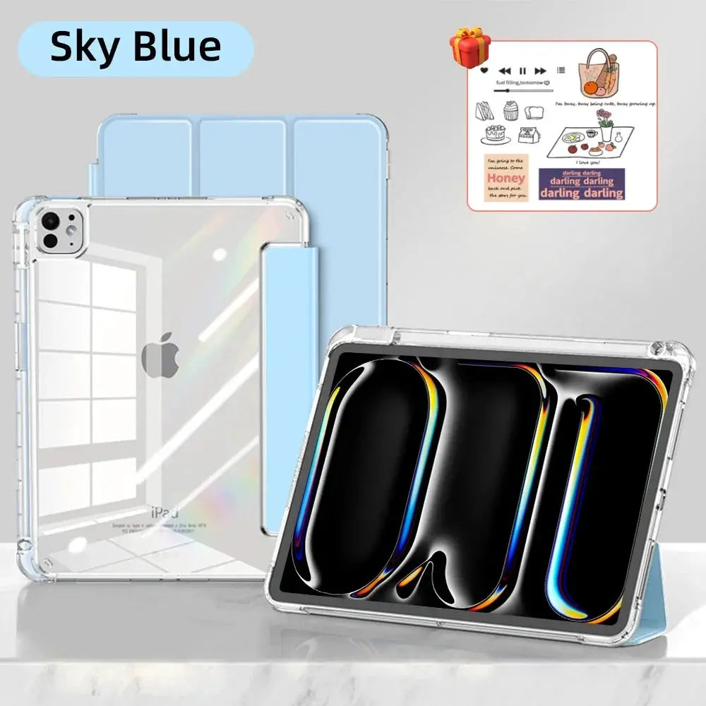 CrystalView Pro iPad Case Transparent Shockproof Back Cover for All iPad Pro Air Mini 2025 Models