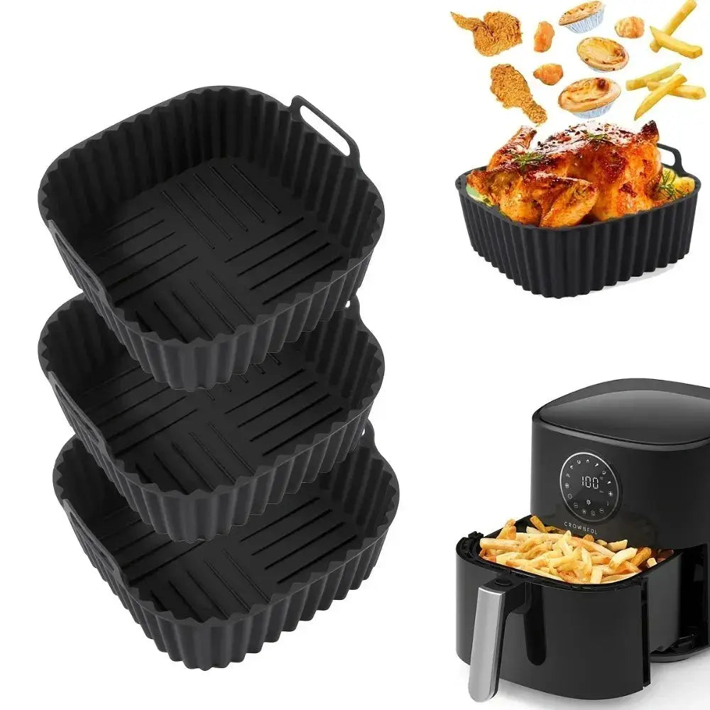 Reusable Silicone Air Fryer Liners Nonstick Basket Mat For 4 To 7 Quart Air Fryer Oven Microwave Baking Accessories