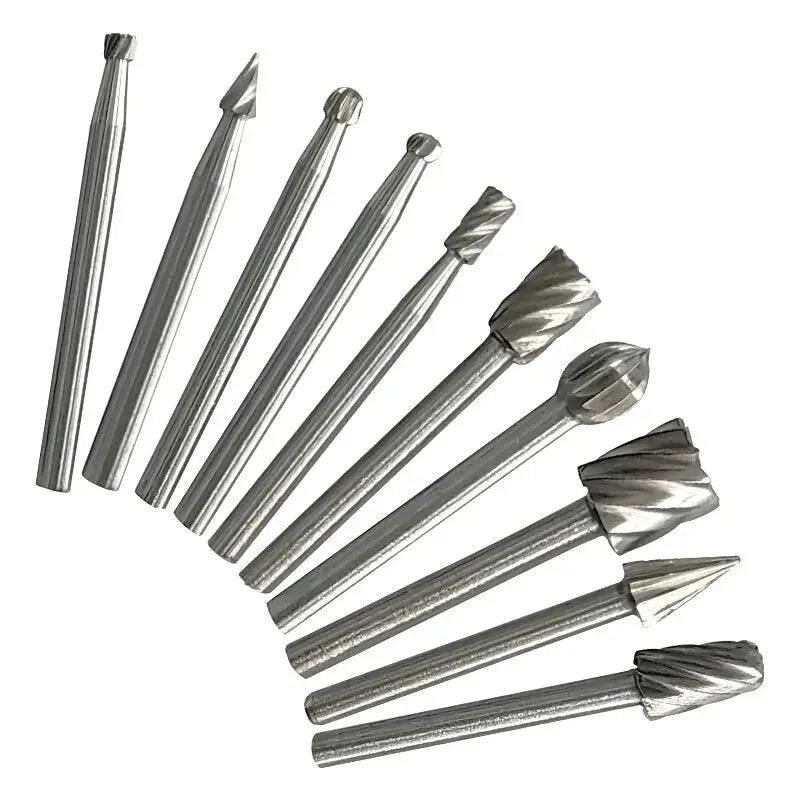 10 Piece HSS Woodworking Rotary File Set Handmade For DIY Engraving Milling Grinding High Speed Steel