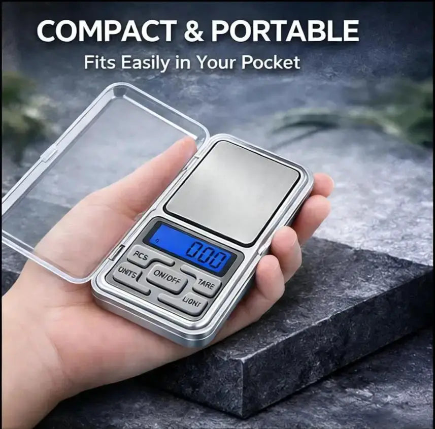 PrecisionPro Mini Pocket Scale High Precision 0.01g Readings With Backlit LCD For Jewelry And Small Items 500g Capacity