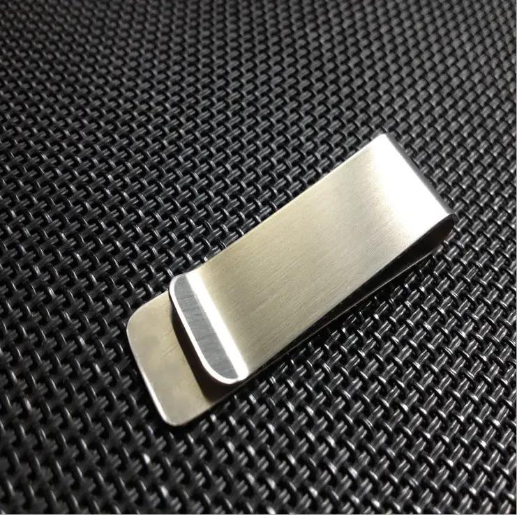 Personalized money clip in brushed gold-tone metal; sleek, compact cash clip for everyday use.