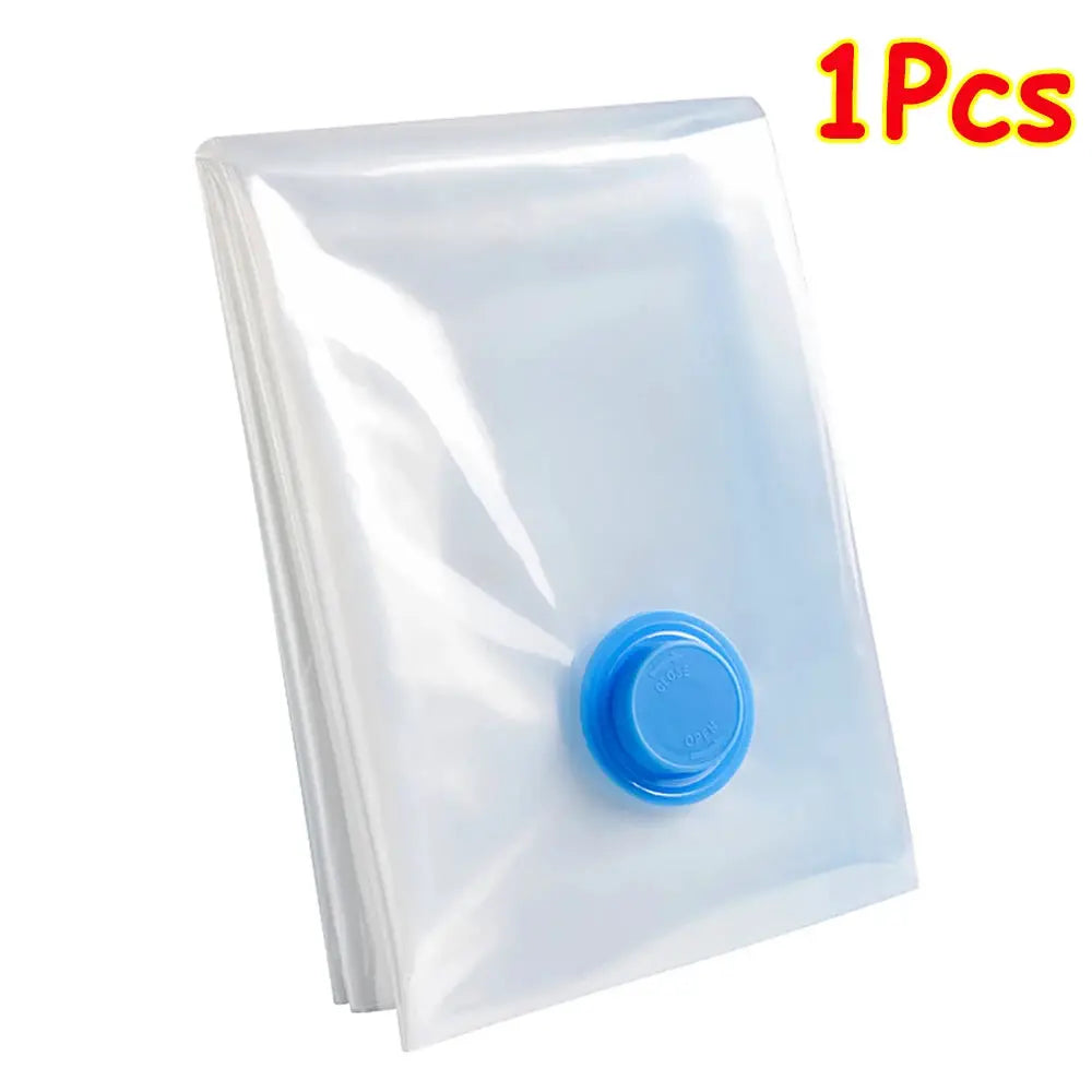 1 To 24 Pcs Reusable Vacuum Storage Bags With Hand Pump For Clothes And Travel Space Saving Clear Folding Bags