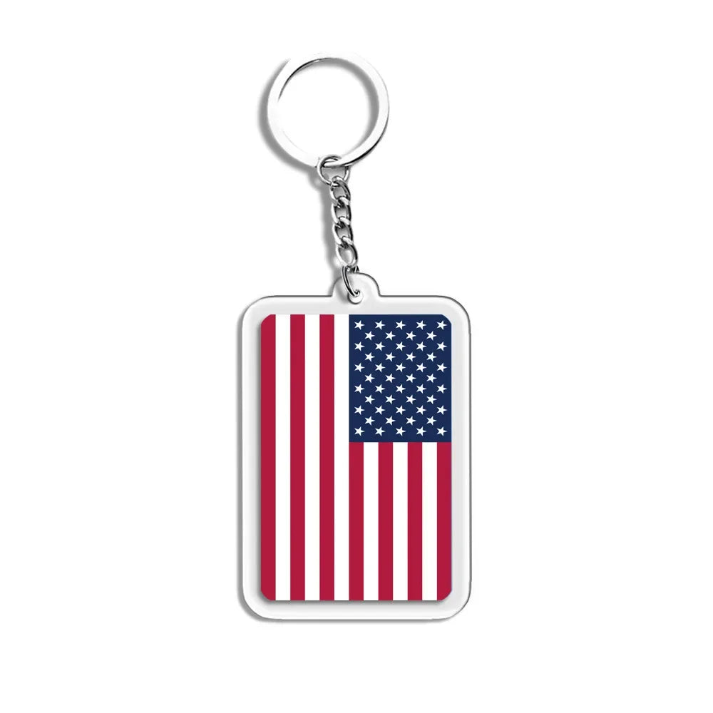 National Flags Keychain Set With Glass Inlay Ten Flags Zinc Alloy