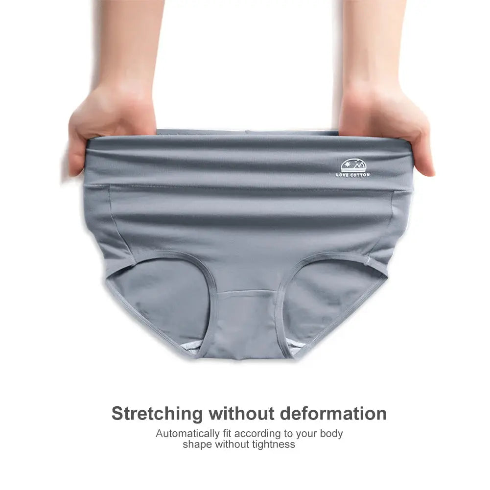 Women's cotton high-waisted underwear in gray with Love Cotton logo on waistband