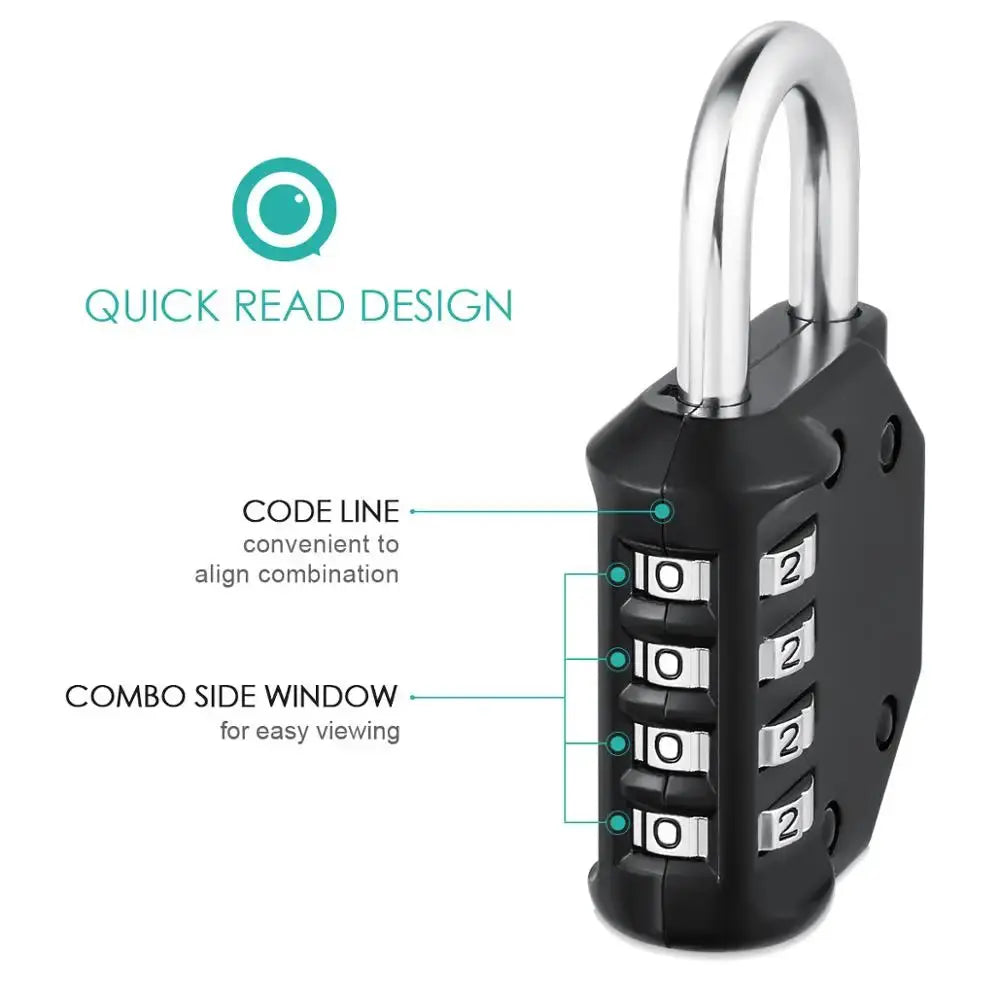 Simples Market ORIA 2-pack 4-digit combination padlocks, black bodies with silver shackles