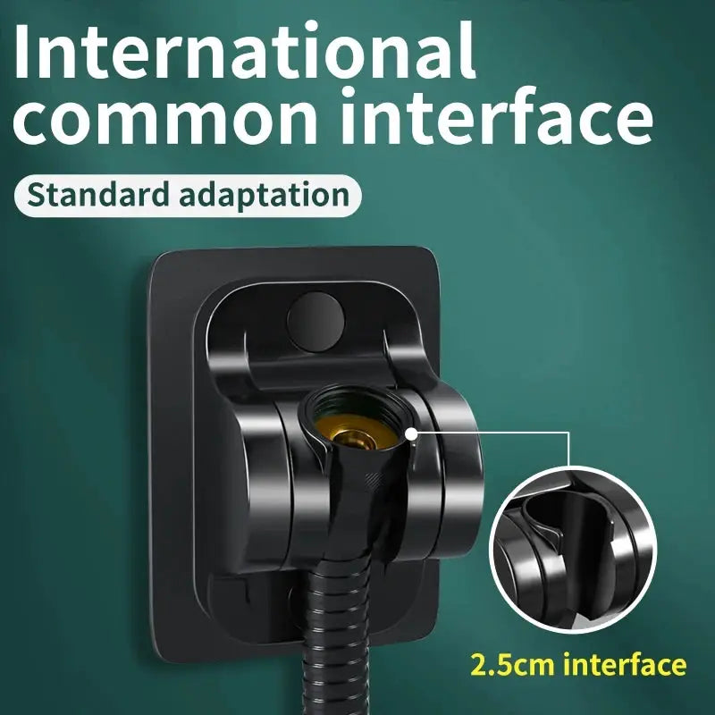 Shower bracket, perforation-free and adjustable, black head holder with 2.5 cm interface by Simples Market