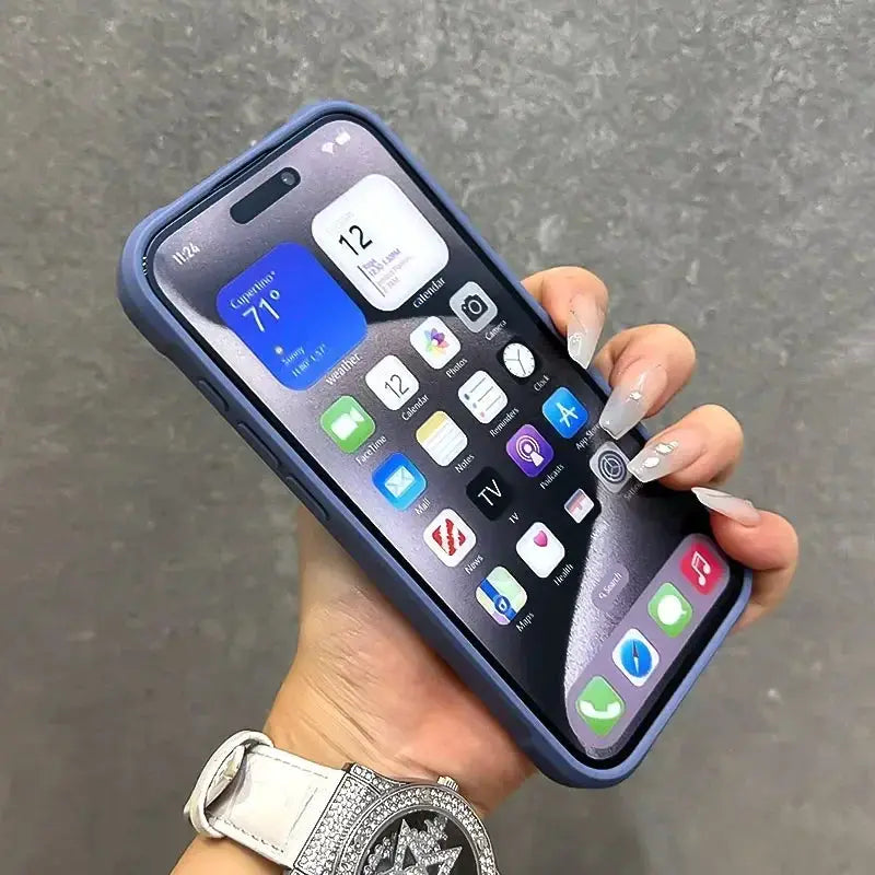 Armor Fold Lens Stand MagSafe iPhone case in blue with shockproof protection