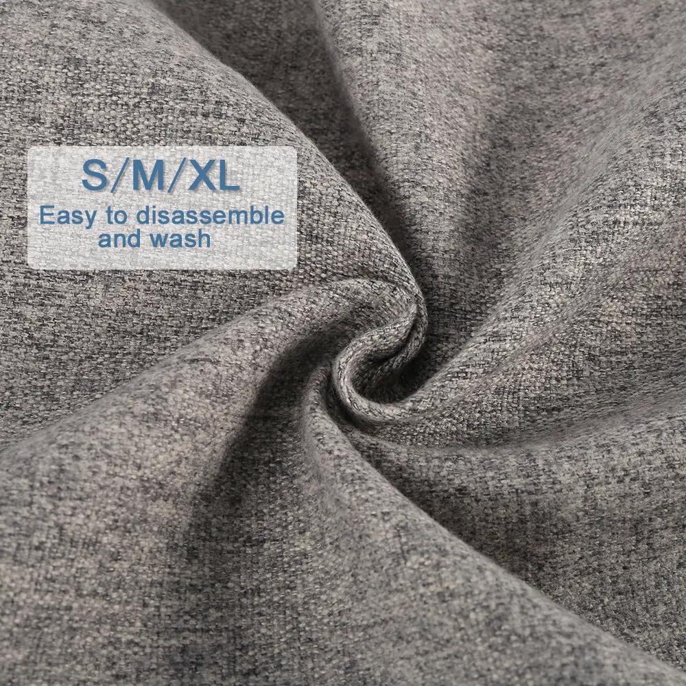 Gray linen sofa chair cover; sizes S/M/XL, easy to disassemble and wash.