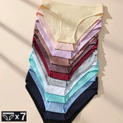 7-pack ribbed cotton women's panties in assorted colors, low-rise briefs