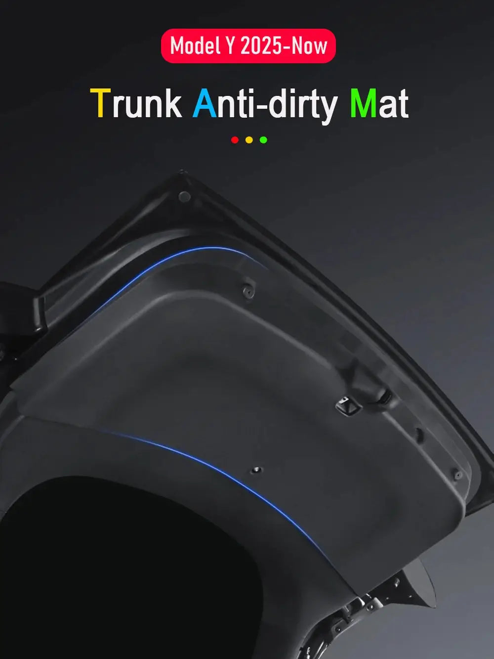 Trunk mat for Tesla Model Y Juniper (2025-2026), Simples Market rear cargo protector with blue trim