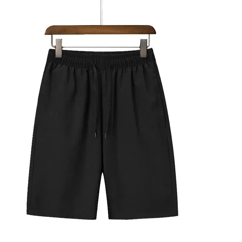 Men's plus-size shorts by Simples Market, black breathable elastic-waist shorts with drawstring (10XL–12XL)
