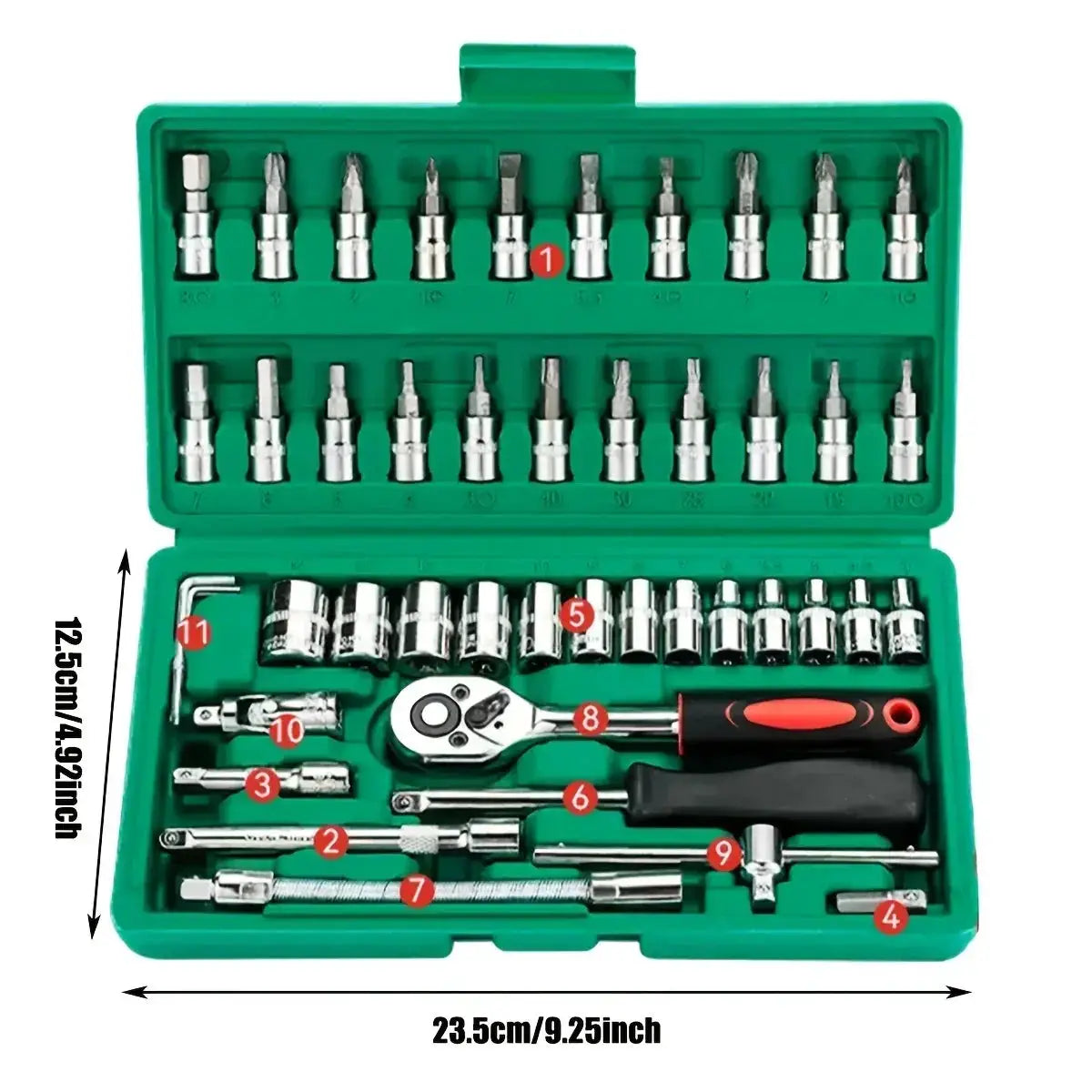 46 Piece Family Tools One Quarter Inch Drive Mechanic Tool Kit For Auto Repair With Sockets And Ratchet Wrench