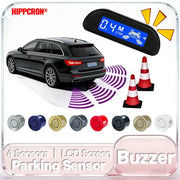 Hippcron car parking sensor kit with 4 sensors, LCD display and backlit panel; 8 color options.