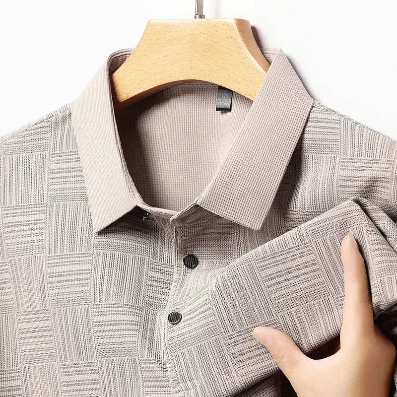2024 Men's Printed Business Casual Short Sleeve Polo Shirt Breathable Comfortable Top For Summer