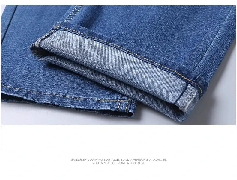 Men's blue denim jeans with rolled cuffs, cotton-stretch fabric, Simples Market