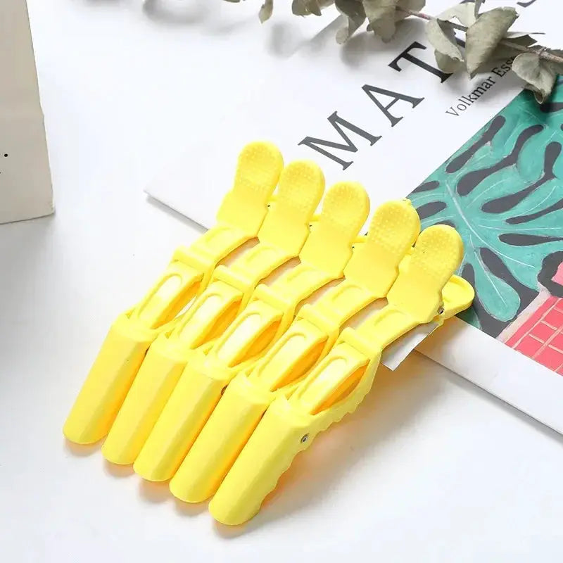 SalonPro 5 Pack Alligator Hair Clips Set With Double Hinged Clamps And Two Springs For Secure All Day Salon Styling