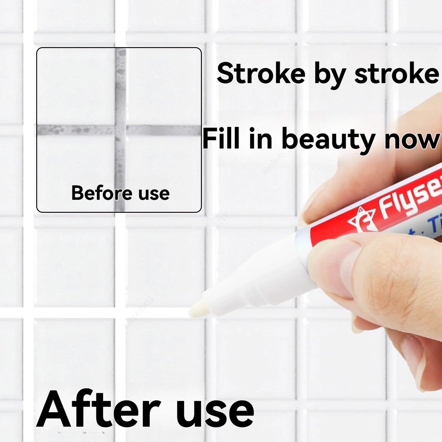 Grout pen marker by Simples Market for tile seams; waterproof, color options black/white/beige.