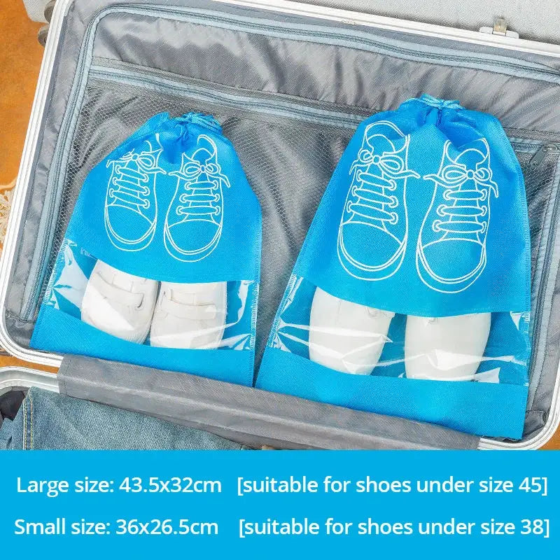 VoyagePro 5 Piece Shoe Storage Bags Set Thickened Nonwoven Fabric With Strap Mouth Waterproof Large Capacity