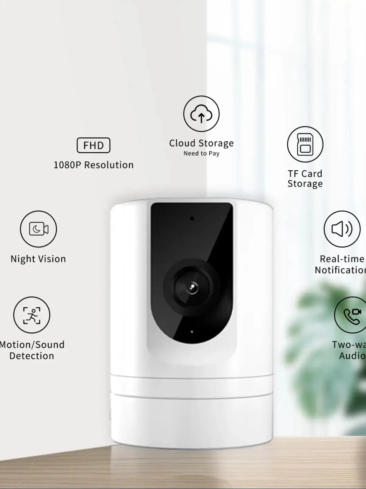 Pet Camera indoor security camera by Simples Market with phone app control, white, 1080p