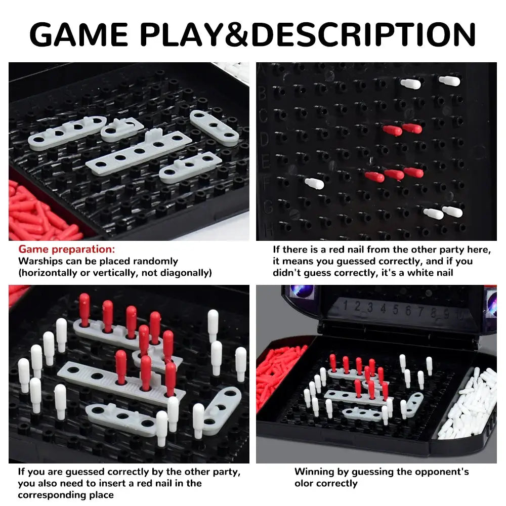 Two Player Battleship Board Game For Kids Navy Warship Theme Classic Naval Combat Strategy Tabletop Game