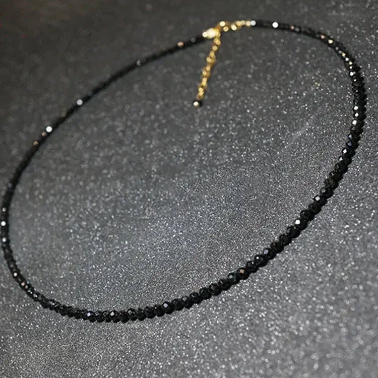 Pretty Fad Black Bead Short Copper Stone Choker Necklace For Women Elegant Party Jewelry