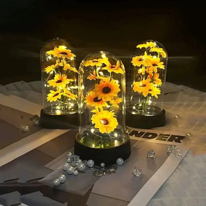Small Sunflower Plastic Set Eternal Flower Gift For Graduation Mothers Day Valentines Day Birthday