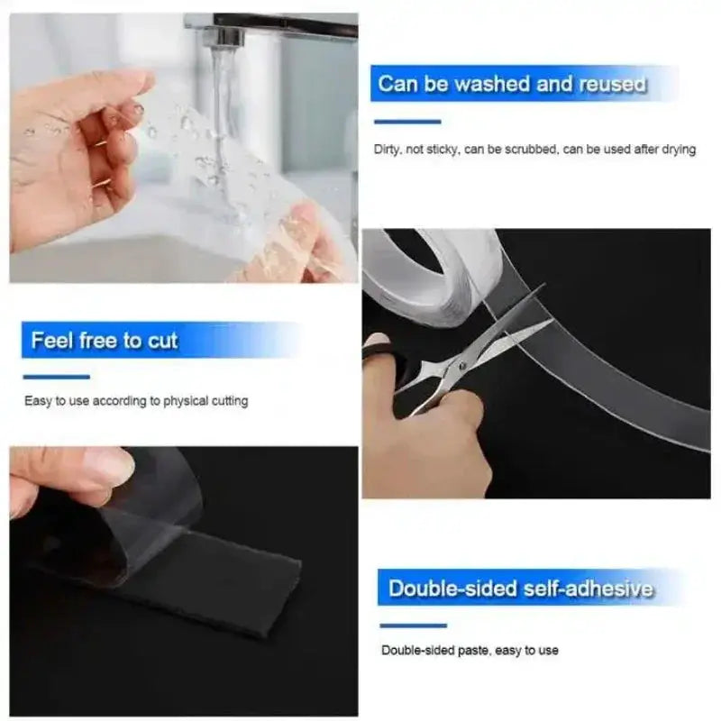 5M Double Contact Nano Tape Extra Strong Adhesive For Kitchen And Bathroom Waterproof And Cleanable