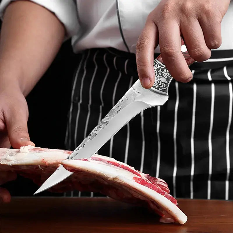 ChefPro Boning Knife With Rosewood Handle And Razor Sharp Stainless Steel Blade For Meat Poultry Fish