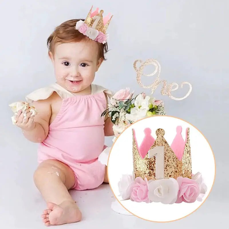 First Birthday Crown Hat For Kids Pink Party Decor Cute Birthday Party Hat For Boys And Girls