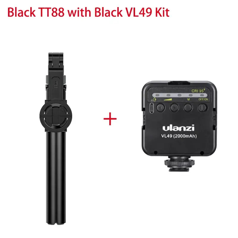 Ulanzi TT88 overhead selfie stick with VL49 kit, black, two-piece live streaming tripod set
