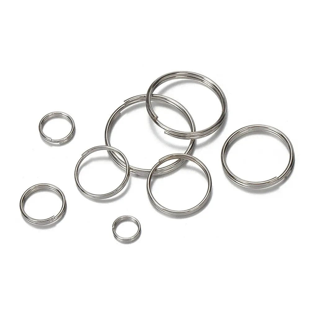 50 Pieces Key Ring Connectors For DIY Keychain Making Findings Rhodium Plated Iron Alloy Round