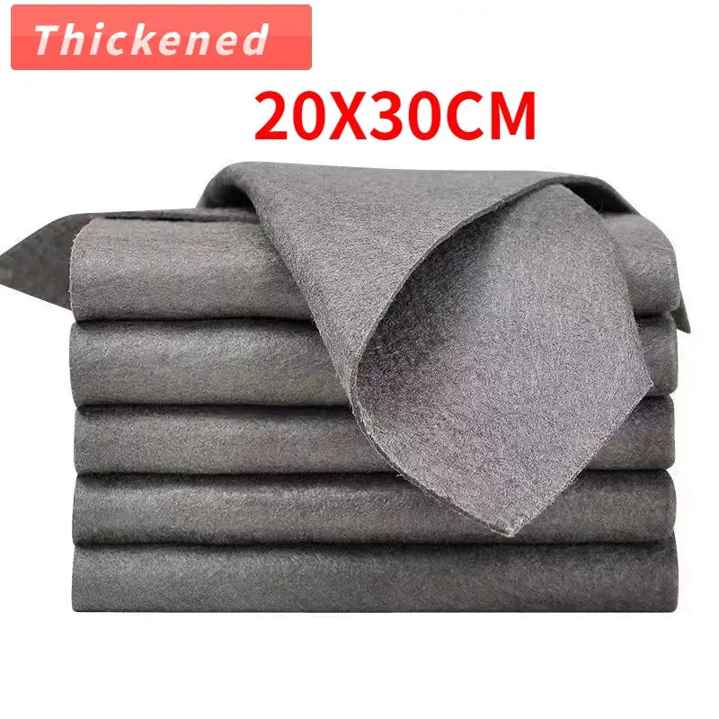 Thickened microfiber cleaning cloths, 5-pack, gray, 20x30CM for glass/window cleaning